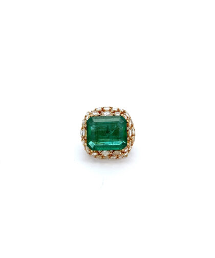 100 DM 18 Diamond Emerald Gold Ring