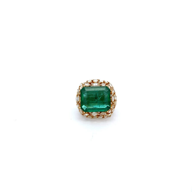 100 DM 18 Diamond Emerald Gold Ring