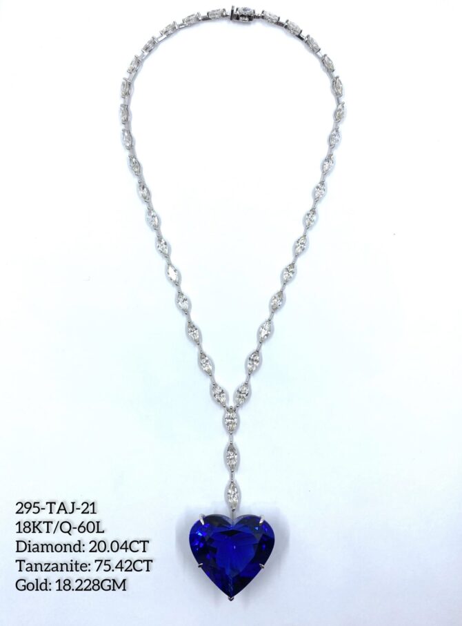 295 Taj 21 Diamond Tanzanite Gold Necklace