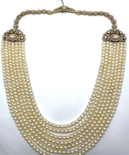 301 Taj 21 Diamond Pearl Emerald Gold Necklace