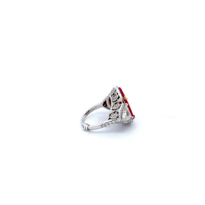 3087 DM 22-A00328 Diamond Small Diamond Ruby Gold Ring