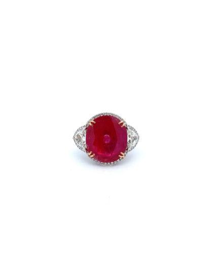3087 DM 22-A00328 Diamond Small Diamond Ruby Gold Ring