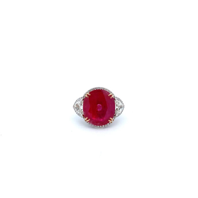 3087 DM 22-A00328 Diamond Small Diamond Ruby Gold Ring