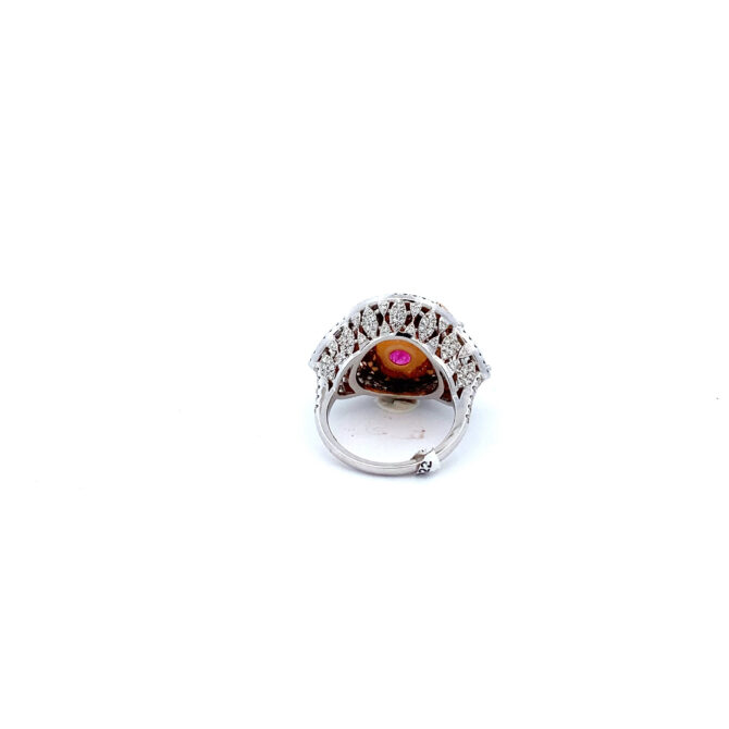 3087 DM 22-A00328 Diamond Small Diamond Ruby Gold Ring