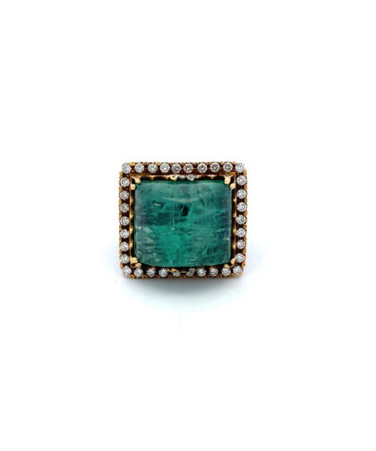 331 Taj 21 Diamond Emerald Gold Ring
