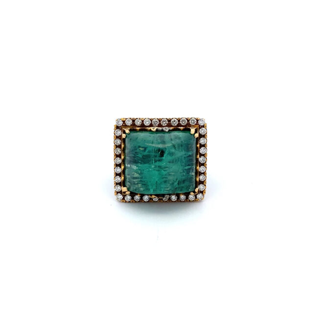 331 Taj 21 Diamond Emerald Gold Ring