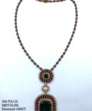 334 Taj 21 Diamond Emerald Gold Necklace