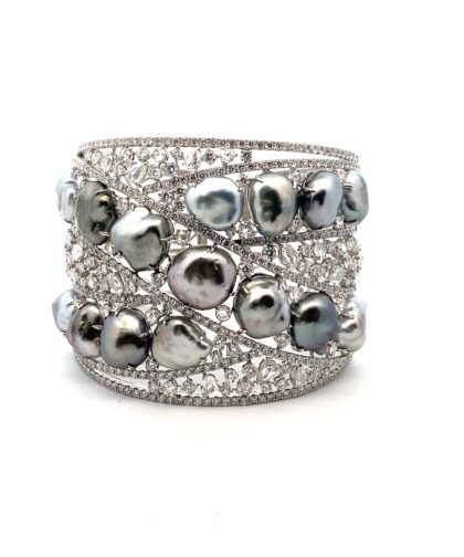 A-01153 Diamond Pearl Gold Bracelet