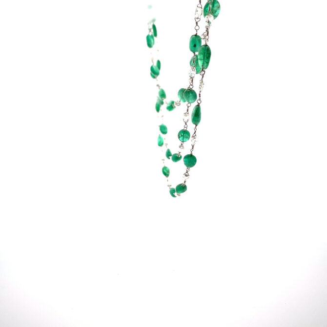 Taj 435: Diamond Emerald Gold Necklace