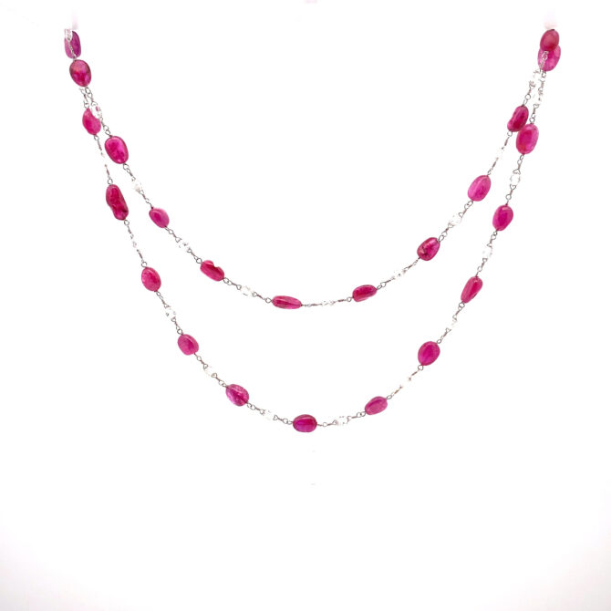 Taj 439 Diamond Ruby PT Necklace