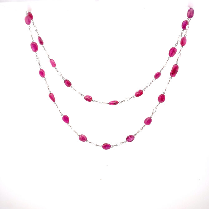 Taj 439 Diamond Ruby PT Necklace