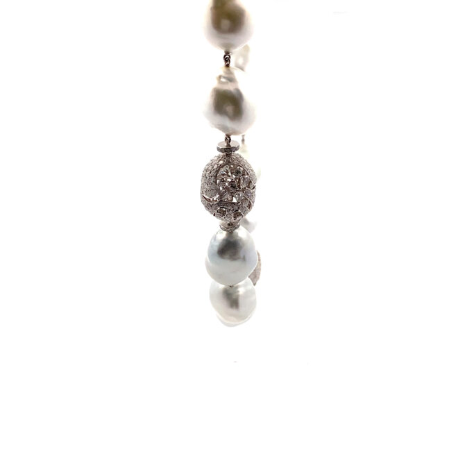 Taj 694: Diamond Pearl Gold Necklace