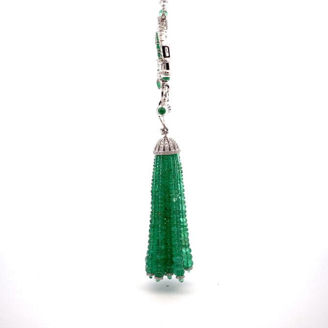 Taj 745: Diamond Emerald Gold Necklace