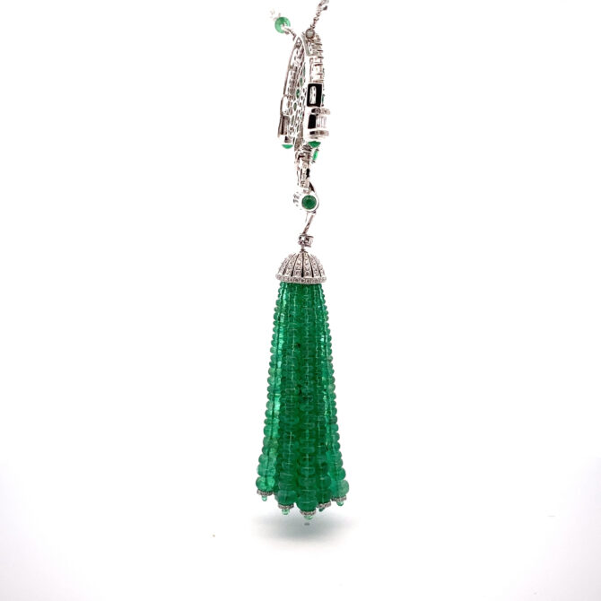 Taj 745: Diamond Emerald Gold Necklace