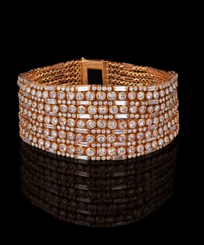 114-Taj-18  Diamond Gold Bangle