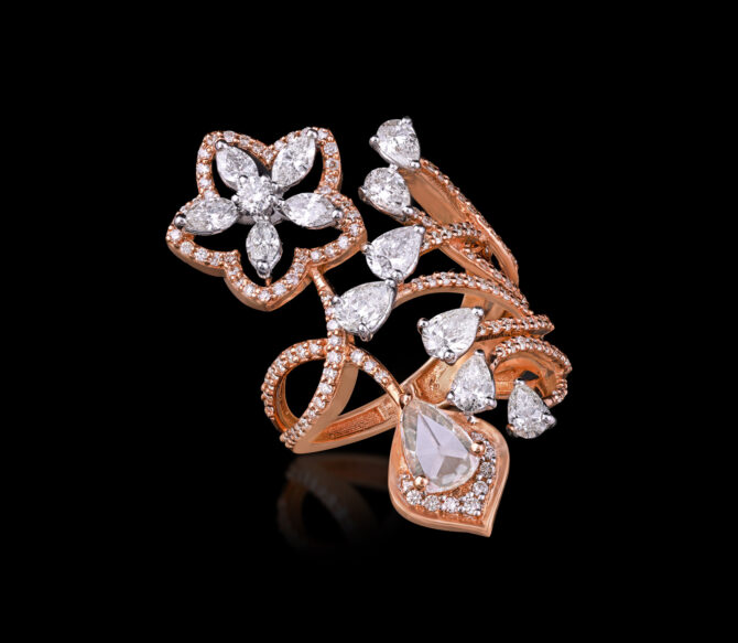 3126-SB-22 Diamond flower Ring