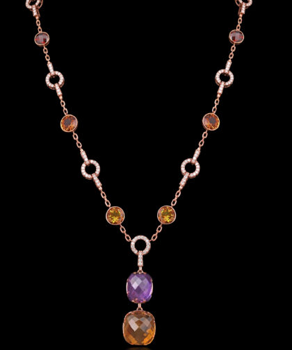 3172-Sb-22 Topaz Diamond Necklace