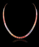 3506-SB-23 Rainbow sapphire Diamond Necklace