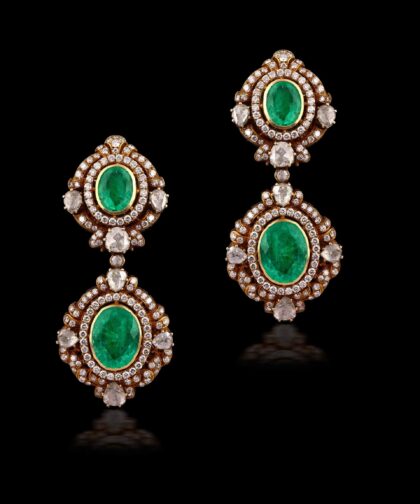 A-00747 Emerald Diamond Earring