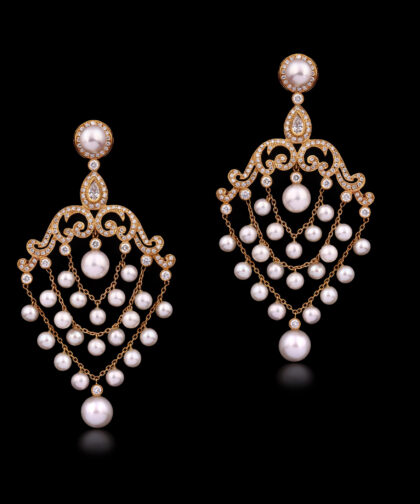 Taj-687- Pearl and Diamond Earrings