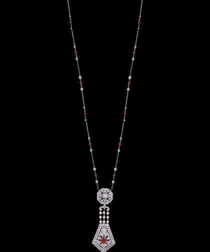 Taj-743-Ruby Diamond Necklace